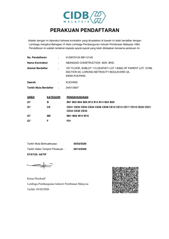 CIDB G7 Certificate