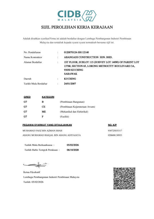 CIDB SPKK Certificate