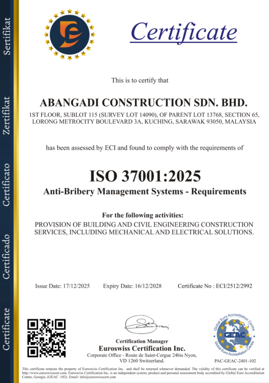ISO 37001:2025 Certificate
